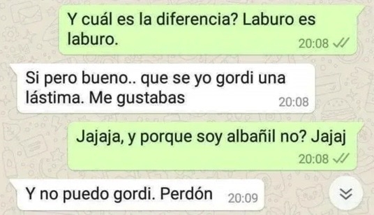 Mensaje por whatsapp; rechaza a hombre por ser albañil y se vuelve viral