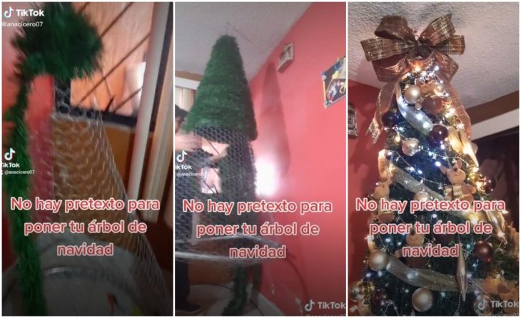 Mujer enseña cómo poner un árbol de Navidad con poco dinero y se hace viral