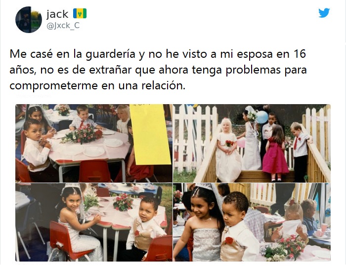 Tuit sobre niños en una boda falsa de preescolar