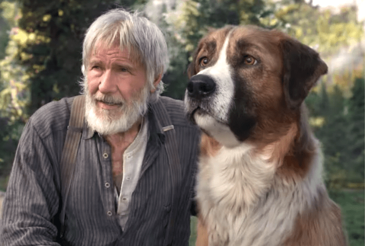 Harrison Ford y su perro en la película Call of the wild