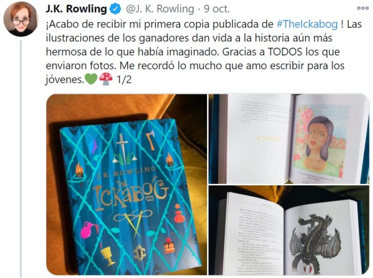 Tweet de J.K. Rowling hablando de su nuevo libro 'El Ickabog'