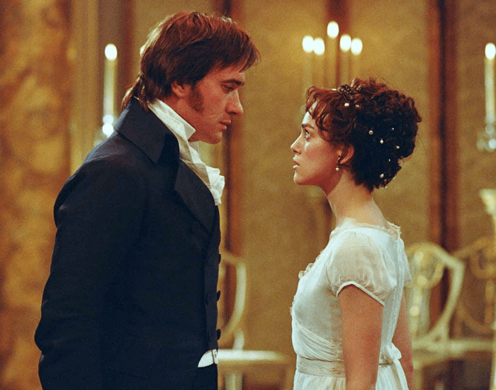 Matthew Macfadyen y Keira Knightley como Mr. Darcy y Elizabeth Bennet