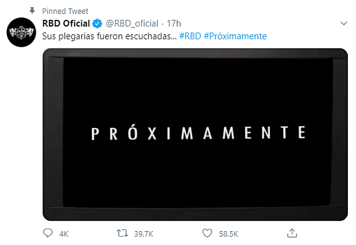 mensaje de RBD en twitter