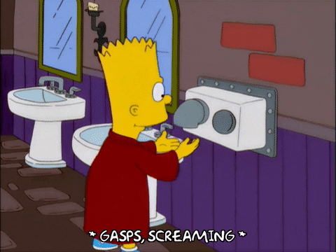 Bart Simpson; Pidió trabajo, se lo dieron y fingió ir al baño para luego escapar porque no le gustó