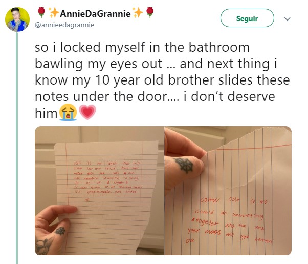 Captura Twitter de una carta escrita a mano