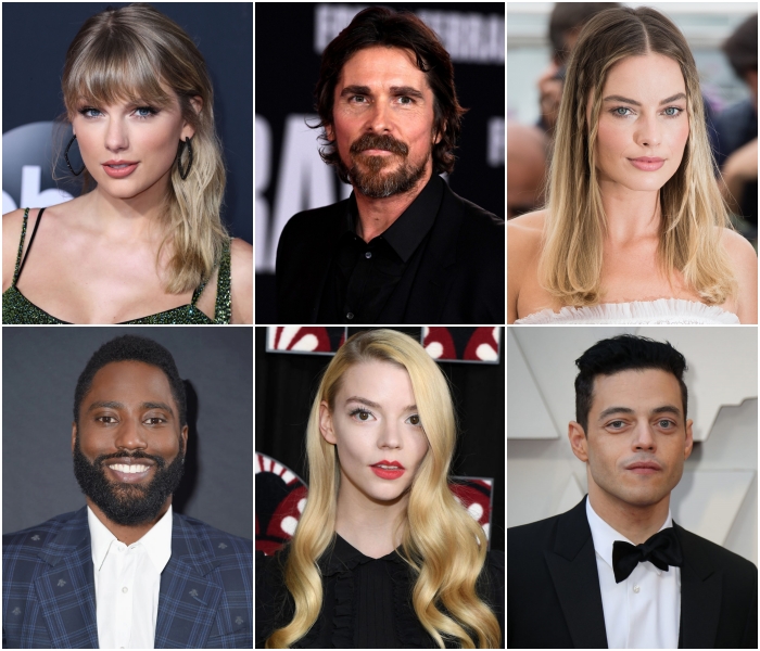 Taylor Swift Christian Bale, Margot Robbie, John David Wasington, Anya Taylor-Joy y Rami Malek