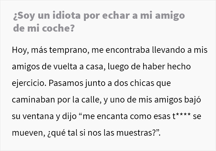 Comentarios de un chico que bajó a su amigo del auto por ofender a una chica 