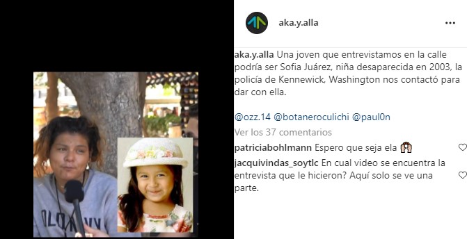 Tiktoker comentando en su Instagram cómo conoció a la chica desaparecida
