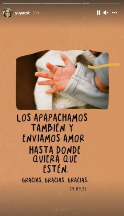 Yuya muestra la mano de su bebé en Instagram