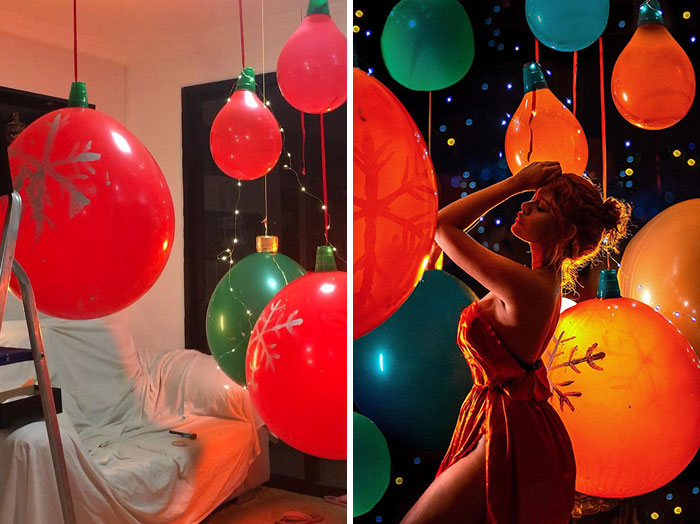 Chica jugando con globos ;Fotógrafos comparten sus mejores trucos e internet no puede creer el resultado