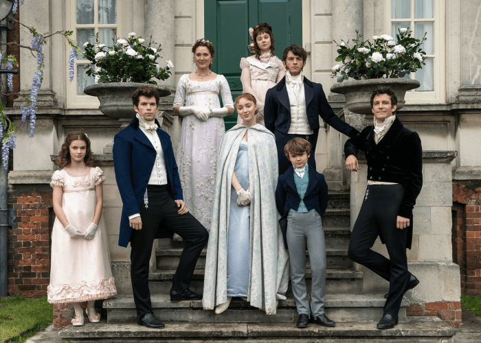 los personajes de la serie bridgerton, la familia bridgerton, daphne, anthony y eloise